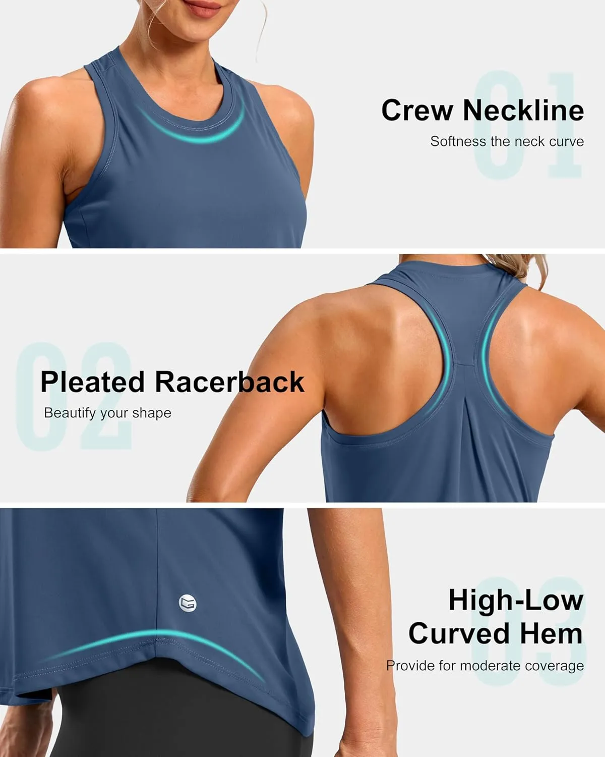 G Gradual Women's Workout Tank Tops Racerback Athletic Yoga Tops Loose Fit Sleeveless Running Gym Sports Shirts for Women