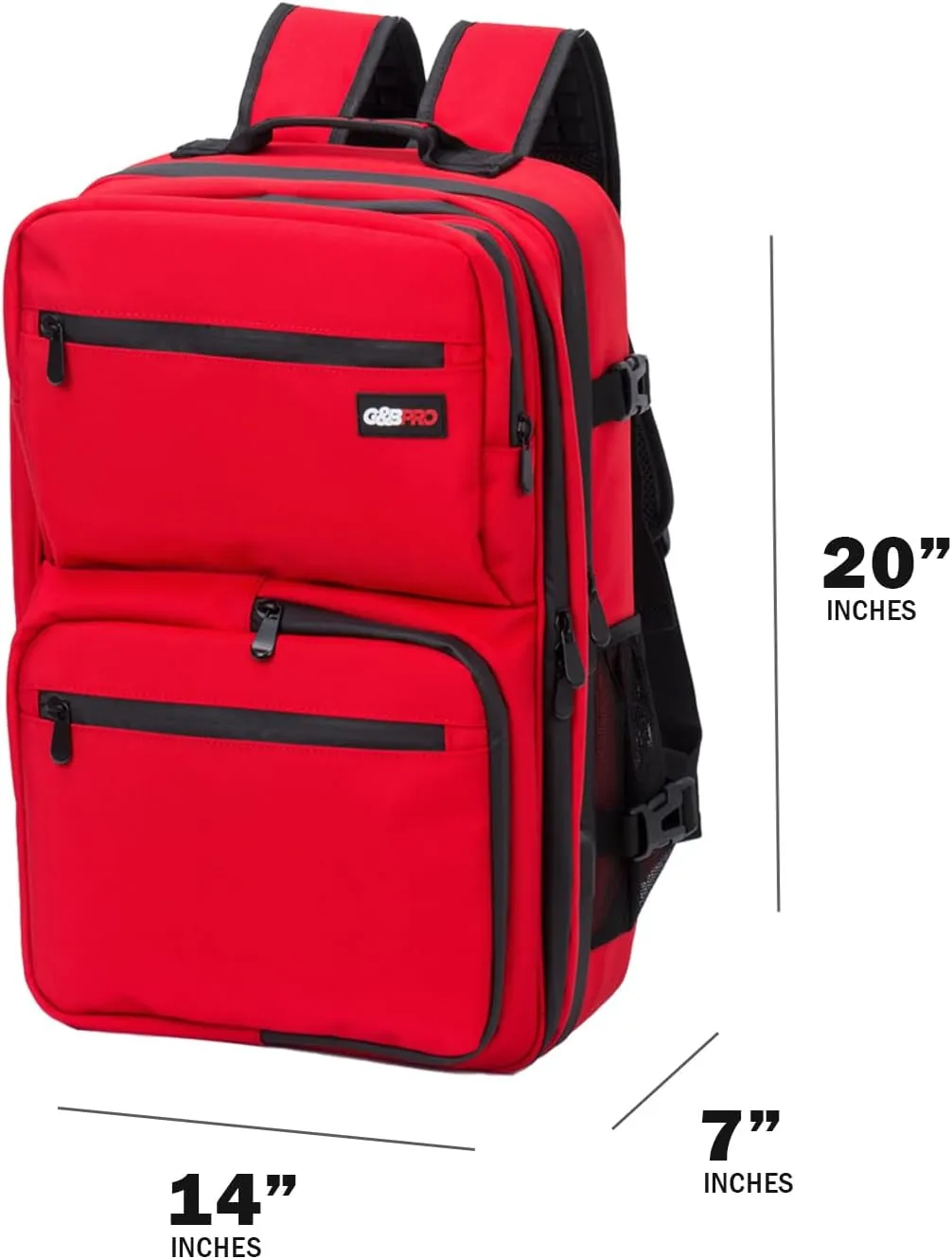 G&BPRO Full Size Backpack with Extending Tray System | All-in-one Mobile Workstation Travel Bag (Red)
