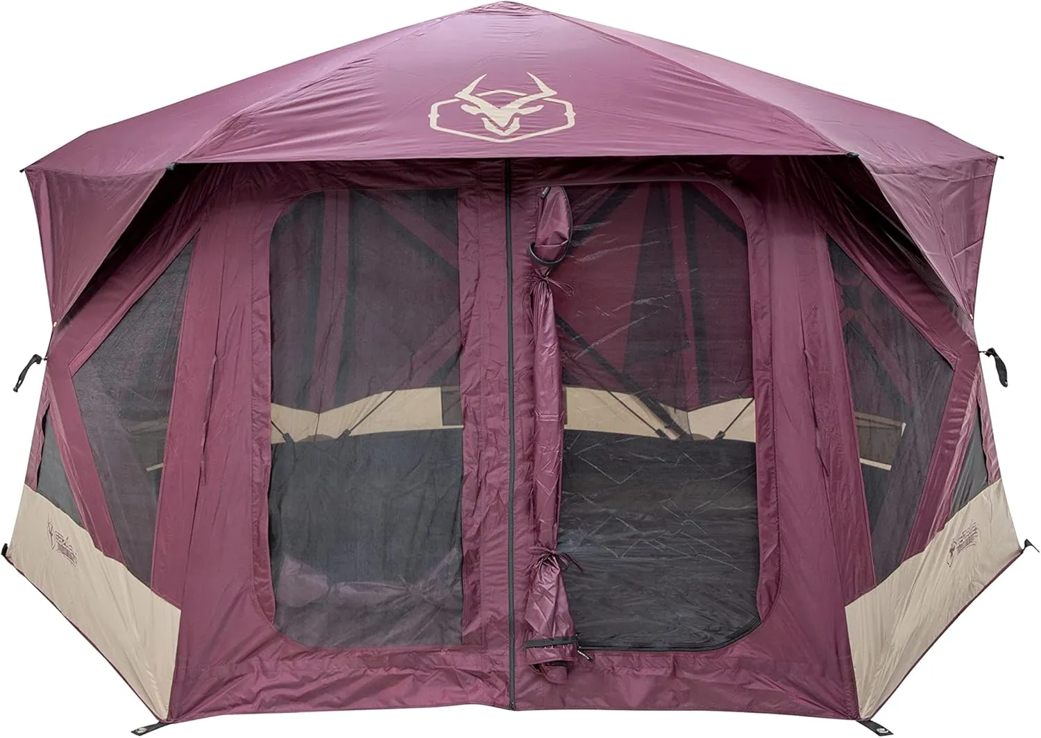 Gazelle Tents™ T-Hex Hub Tent Overland Edition, Easy 90 Second Set-Up, Waterproof, UV Resistant, Removable Floor, Footprint, All-Terrain Stakes, 7-Person, Burgundy Sky, 85” x 144” x 136”, GT601BS