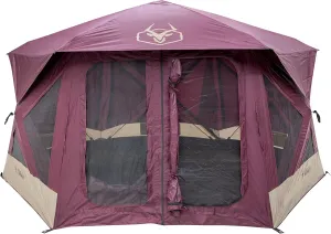 Gazelle Tents™ T-Hex Hub Tent Overland Edition, Easy 90 Second Set-Up, Waterproof, UV Resistant, Removable Floor, Footprint, All-Terrain Stakes, 7-Person, Burgundy Sky, 85” x 144” x 136”, GT601BS