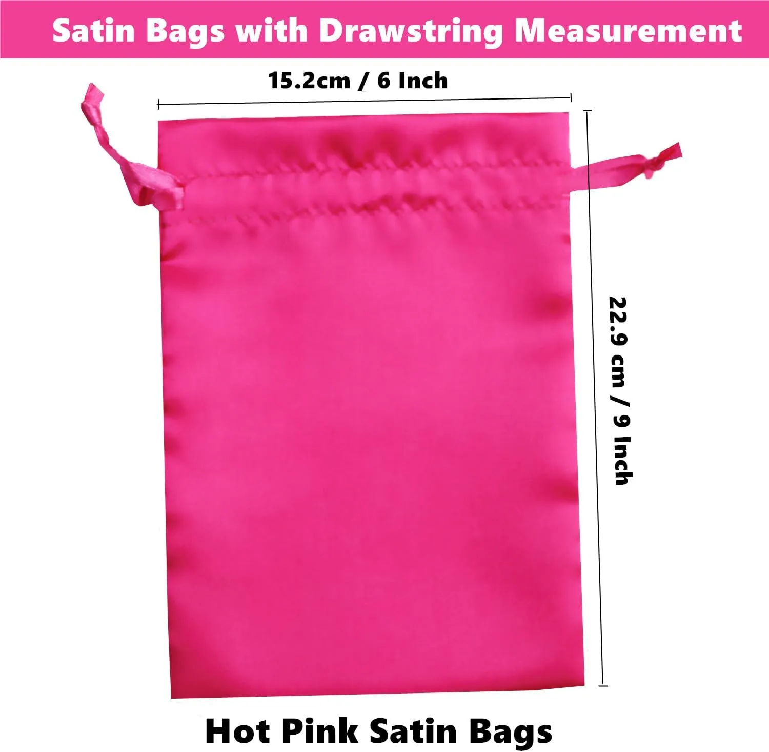 Gbateri 35 PCS 6" x 9" Satin Pouch Wedding Favor Drawstring Bags - Jewelry Pouches - Fabric Gift Candy Bags for Valentine's Day, Birthday (Hot Pink)