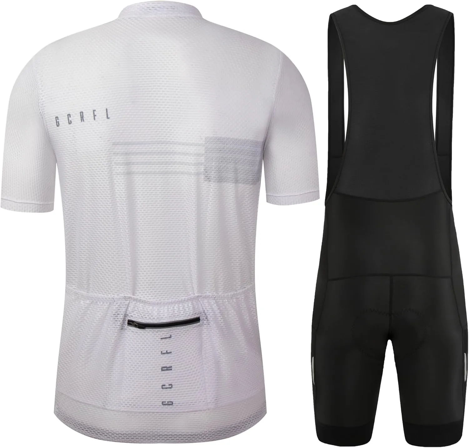 GCRFL Men's Cycling Jersey Sets Road Bike Jersey Riding Shirts Lightweight, Bib Shorts with Pockets Padded