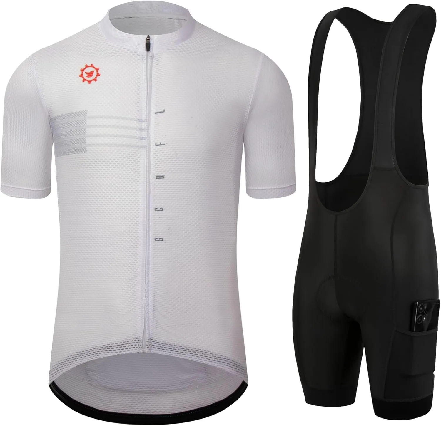GCRFL Men's Cycling Jersey Sets Road Bike Jersey Riding Shirts Lightweight, Bib Shorts with Pockets Padded