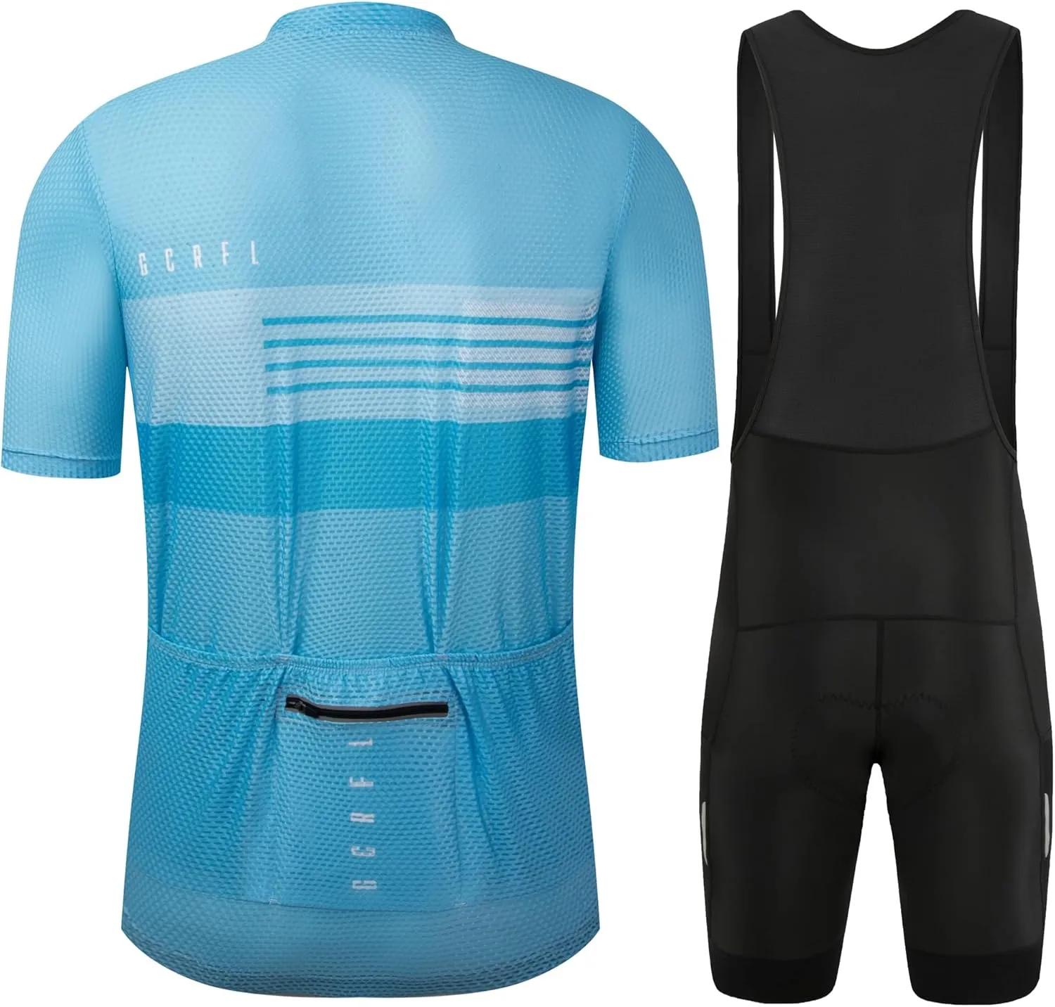 GCRFL Men's Cycling Jersey Sets Road Bike Jersey Riding Shirts Lightweight, Bib Shorts with Pockets Padded