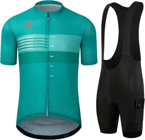GCRFL Men's Cycling Jersey Sets Road Bike Jersey Riding Shirts Lightweight, Bib Shorts with Pockets Padded