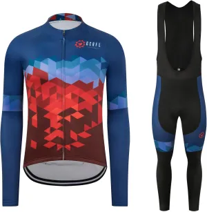 GCRFL Winter Cycling Jersey Sets Thermal Fleece Bike Jersey   Bib Pants, Long Sleeve Cycling Clothing Sets for Man