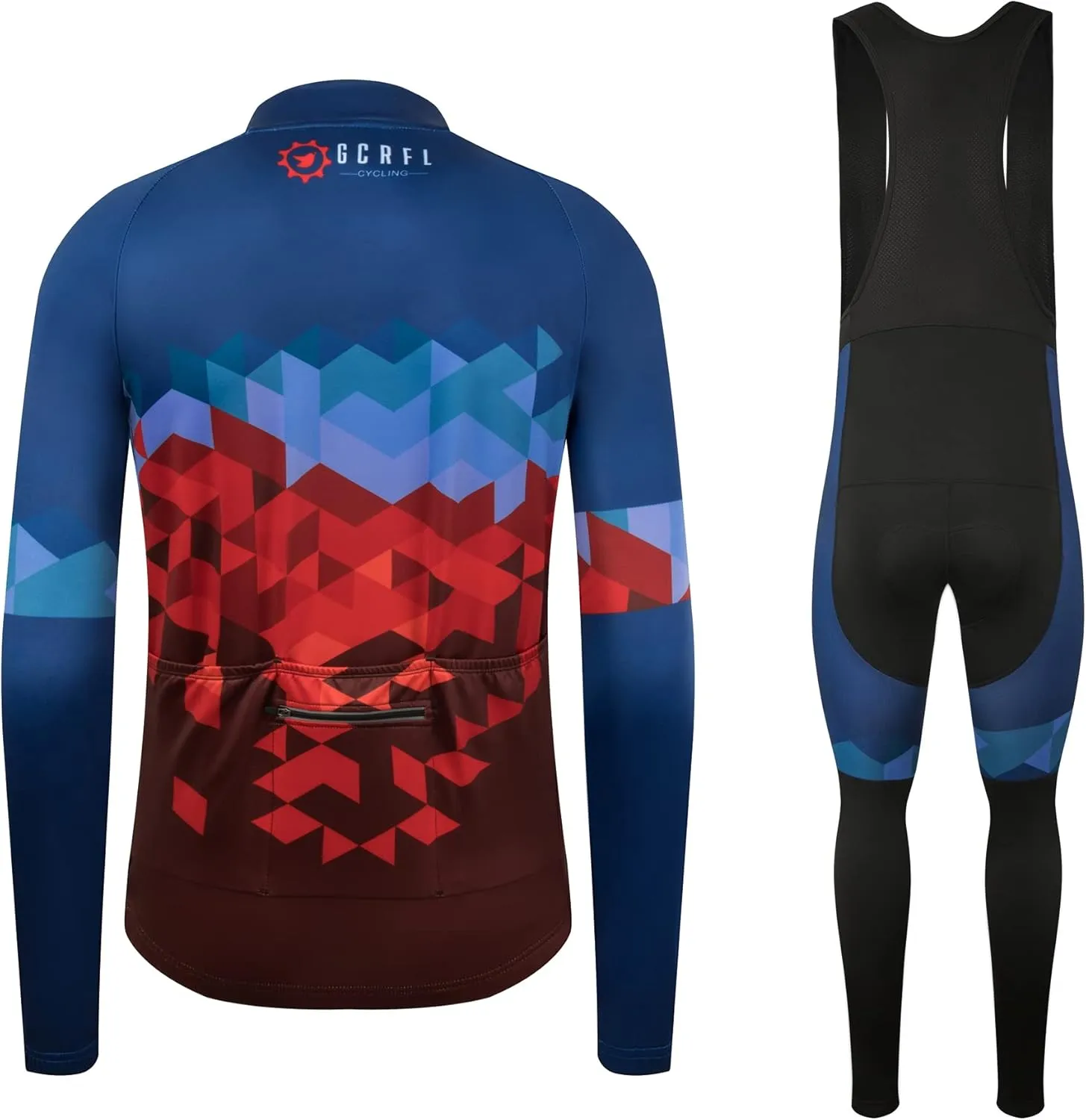 GCRFL Winter Cycling Jersey Sets Thermal Fleece Bike Jersey   Bib Pants, Long Sleeve Cycling Clothing Sets for Man