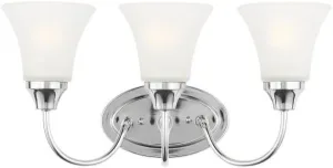 Generation Lighting 44807-05 Holman - 3 Light Wall Bath Sconce, Chrome Finish with Satin Etched Glass