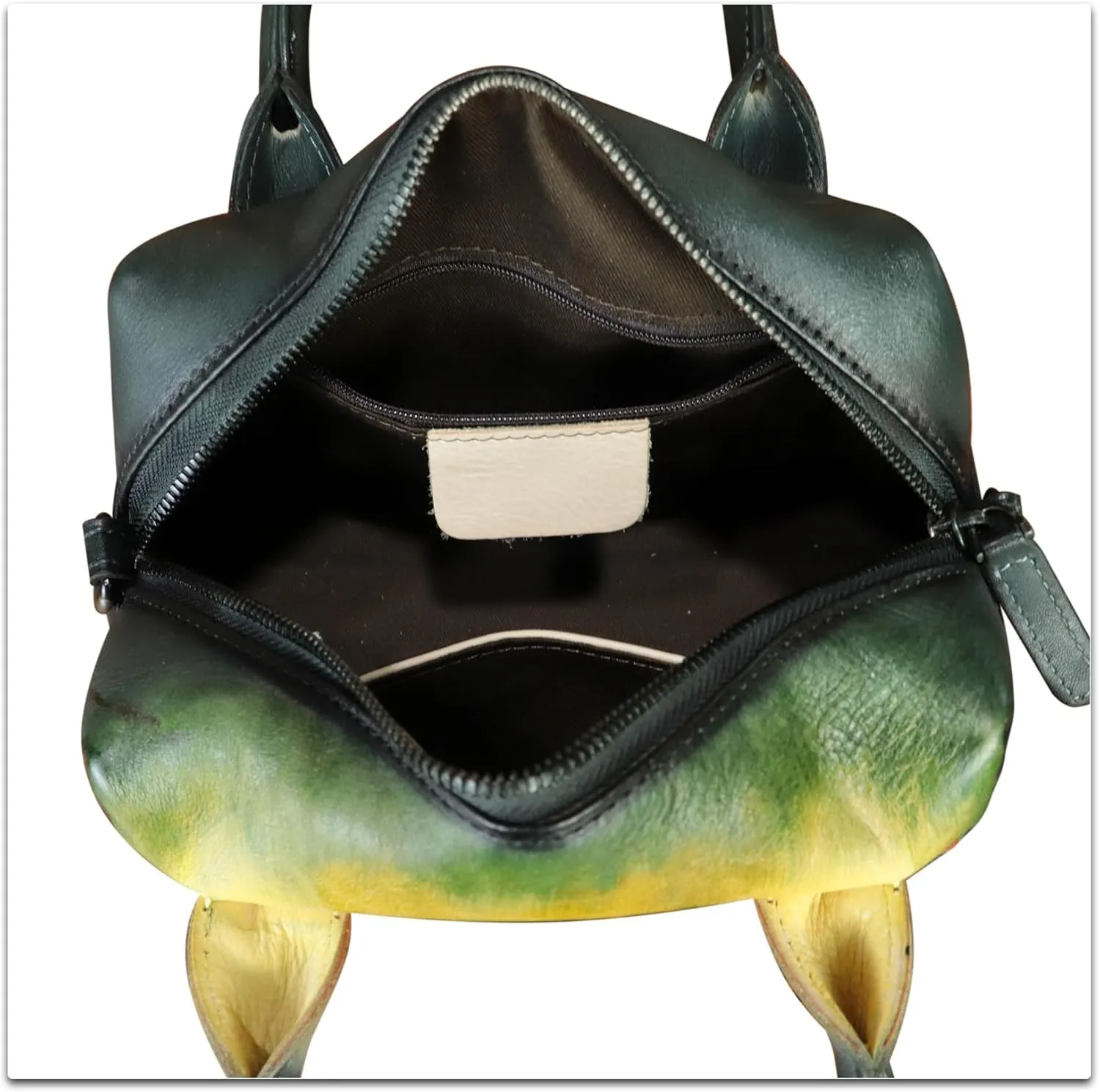 Genuine Leather Handbag for Women Hand Painted Top Handle Purse Retro Handmade Satchel Vintage Crossbody Hobo Bag