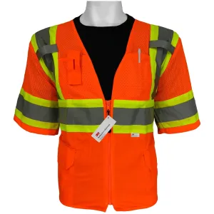 Global Glove GLO-147 FrogWear Class 3 Front Mesh Safety Vest with 3M Reflective Fabric, Extra Large, Orange (Case of 50)