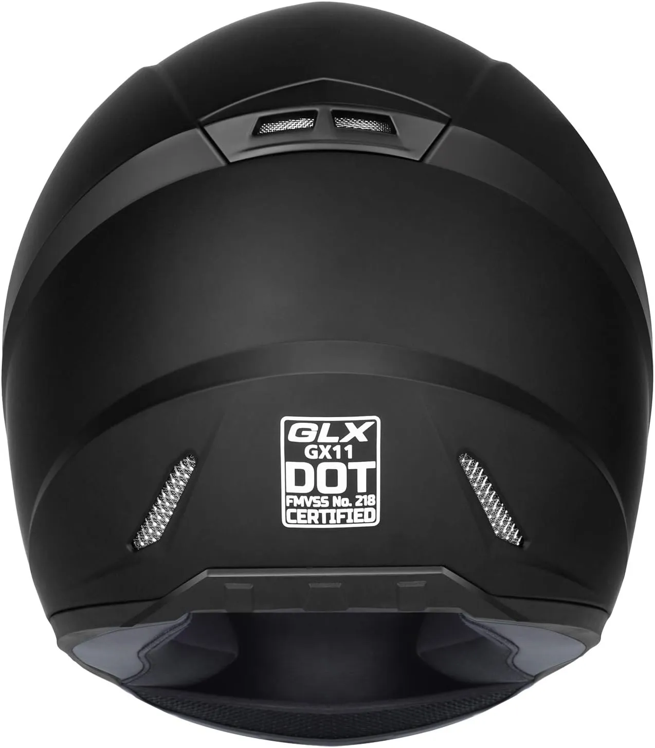 GLX GX11 Compact Motorcycle Helmet - Matte Black, Large - Full Face w/ Tinted Visor, DOT Approved