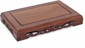 GOLDY&WENDY Oriental Furniture Rectangular Base Solid Wood Carved Fish Tank Vase Teapot Display Stand