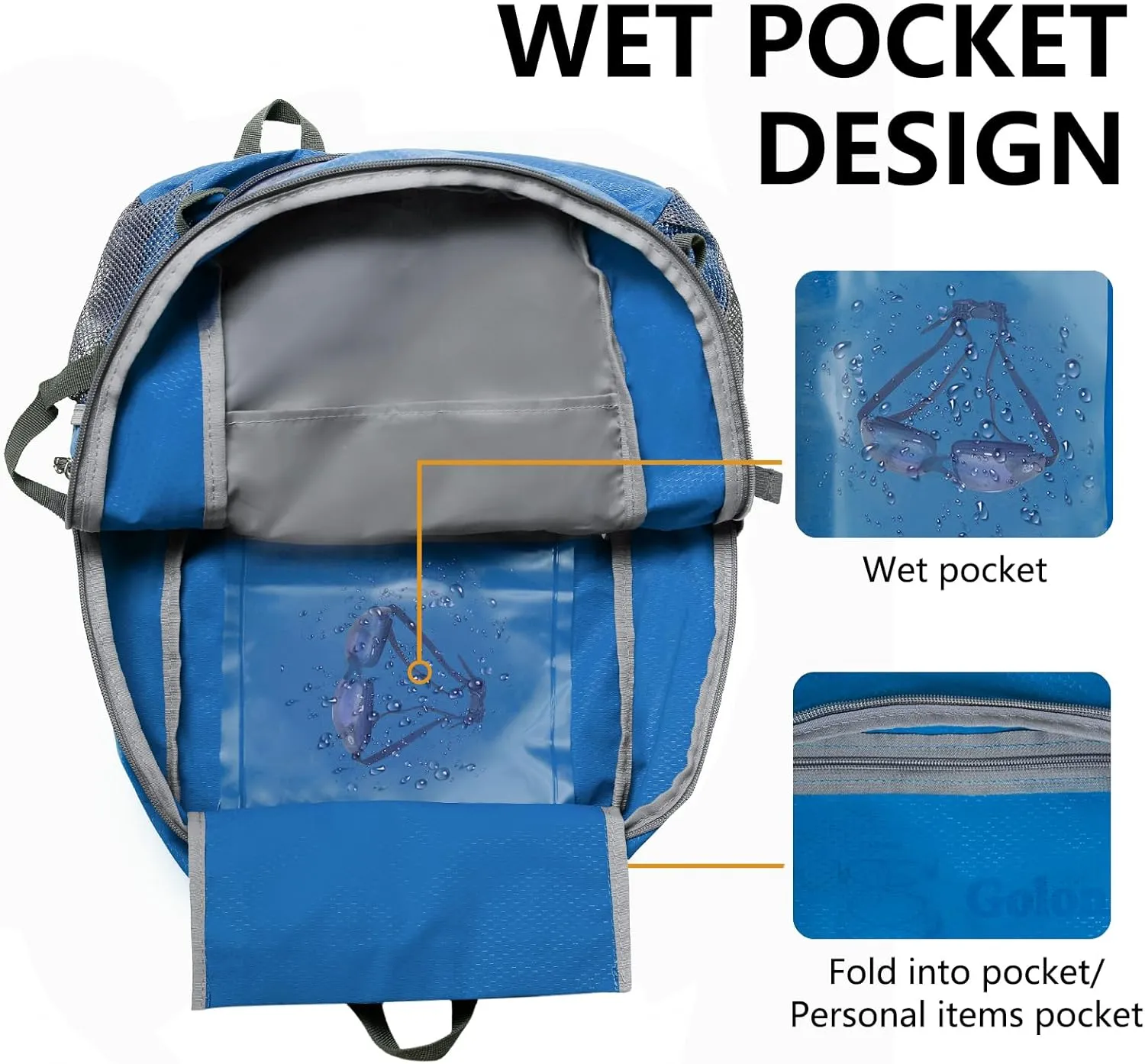 Goloni Ultra Lightweight Packable Backpack 40L - Foldable Hiking Backpack Water Resistant Small Foldable Daypack for Travel,Po Blue