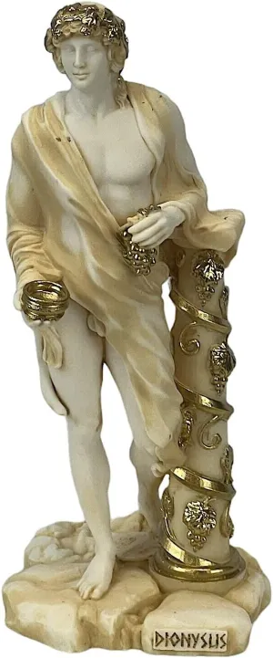 Greek Roman God of Wine & Theater Dionysus Bacchus Statue Sculpture Patina Aged