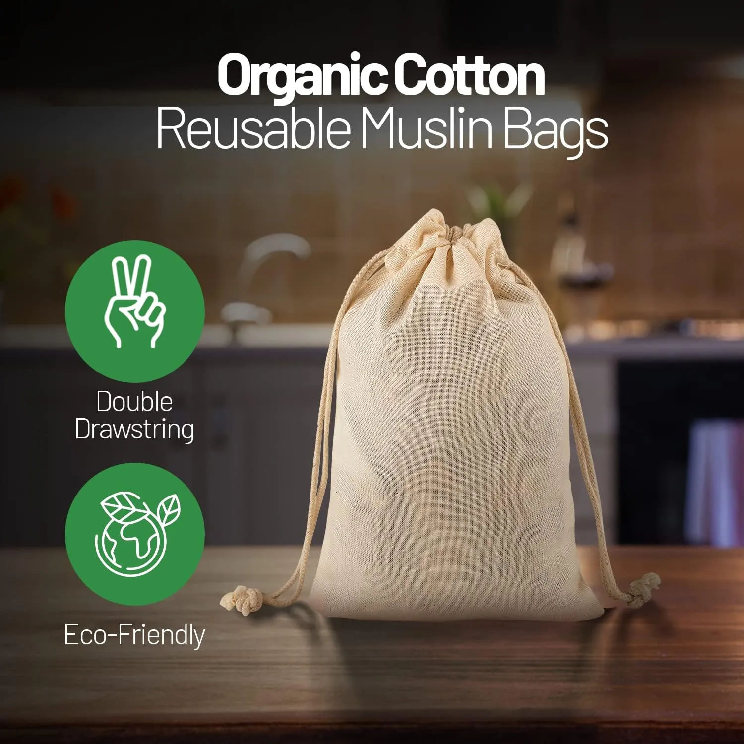 Greenmile 24 Pack Organic Cotton Muslin Bags | 4x6" | Reusable Small Cloth Bag