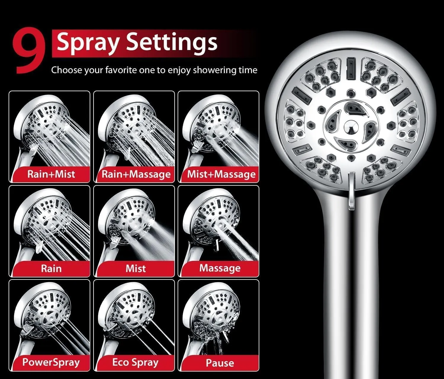GRICH Filtered Shower Head with Handheld: 2.5GPM Shower Heads with Handheld Spray Combo,2 in 1 Rainfall Shower Head & Handheld Shower Headwith 60 Inch Hose