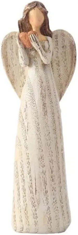Guardian Angel Figurine - Resin Hand Painted Sculpture Healing Angel Statue Home Table Decoration, Cream Angel Statue Holding Love Hand Painted Home Decoration The Best Gift For Your Mother And Sister