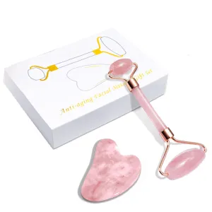 GuaSha Massage Roller Scraper Natural Rose Quartz Face Lifting Body Massager Gouache Relaxation Anti Wrinkle Beauty Tool