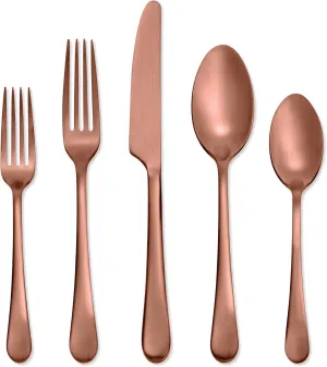 Hampton Forge Skandia Mirabella Satin Flatware Set, 20 Piece, Copper