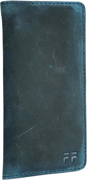 Hand Stitched Genuine Top Grain Long Leather Wallet for men | RFID Blocking Bifold Tall Mens Wallet | 1 ID Window | Total 10 Slots | Perfect leather gifts for men. BLUE