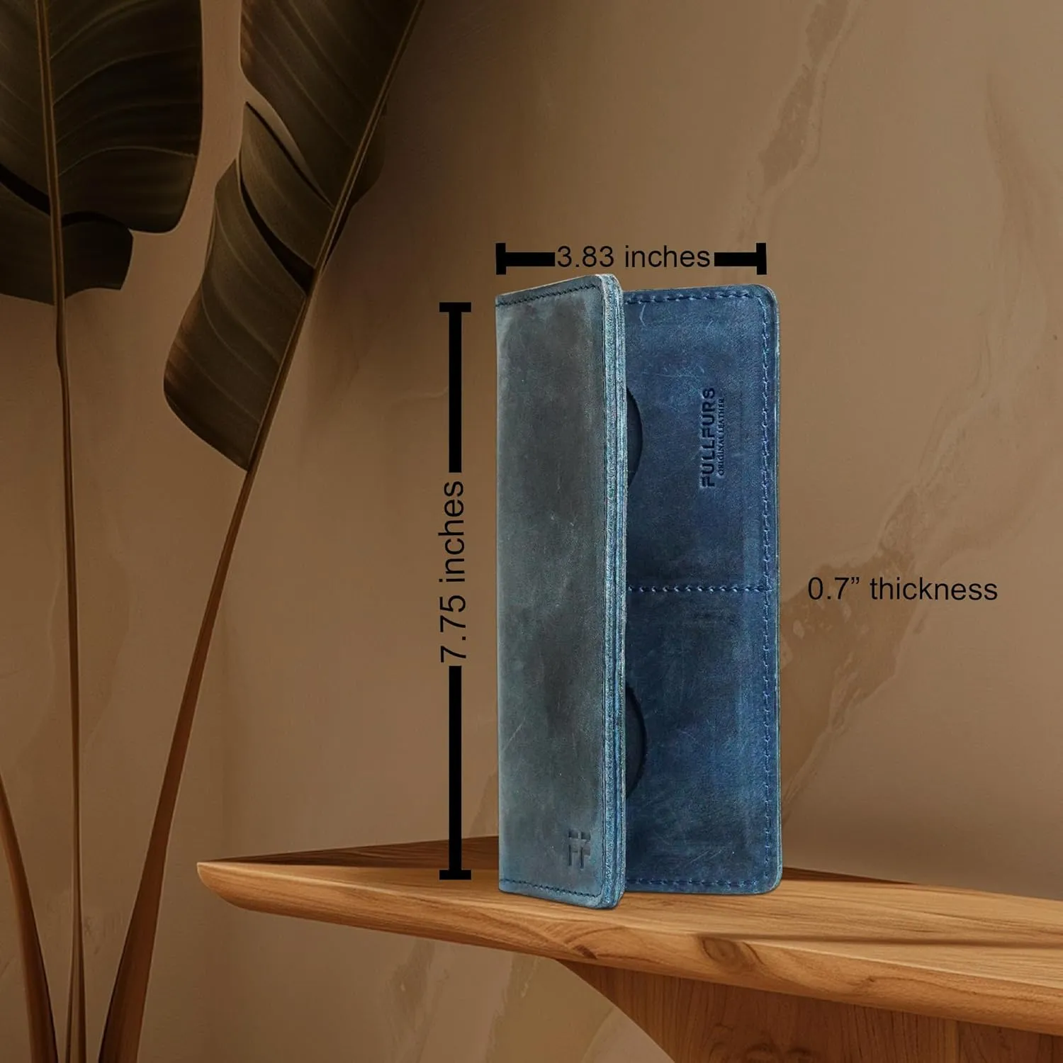 Hand Stitched Genuine Top Grain Long Leather Wallet for men | RFID Blocking Bifold Tall Mens Wallet | 1 ID Window | Total 10 Slots | Perfect leather gifts for men. BLUE