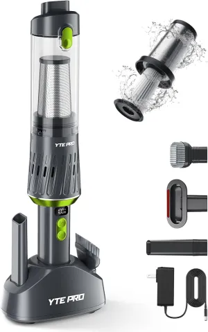 Handheld Vacuum, Cordless Car Vacuum Cleaner 20KPa with Fast Charging Dock, 25 Mins Runtime Powerful Car Vacuum Lightweight Portable Hand Held Vacuum One-Touch Empty for Home Gooseberrygreen