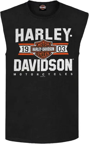 Harley-Davidson Men's Varsity B&S Sleeveless Cotton Muscle Shirt, Black