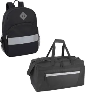 Heavy Duty Reflective Backpack with Reflective Hi Vis Duffle Bag 2 Piece Set for Travel
