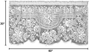 Heritage Lace, Ecru Victorian Rose 60x30 Tier, 60 inch Wide by 30 inch Drop