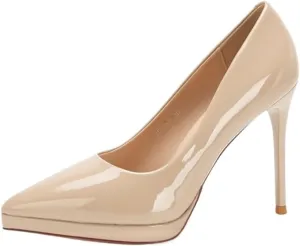 High Heels Waterproof Platform high Heels Patent Leather Temperament Commuter Work Shoes Versatile Fashion Pointed Toe