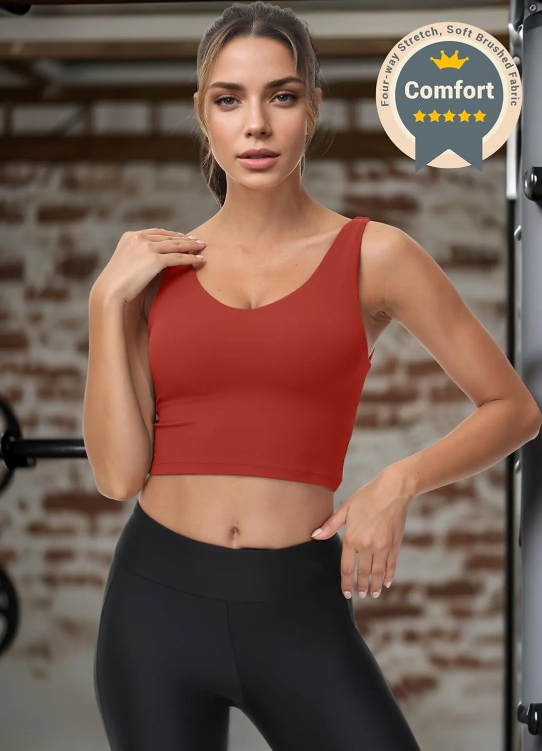 High Neck Sports Bra for Women Longline Full Coverage Sports Bras Medium Impact Padded Workout Crop Tops for Yoga Gym
