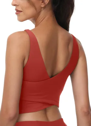 High Neck Sports Bra for Women Longline Full Coverage Sports Bras Medium Impact Padded Workout Crop Tops for Yoga Gym
