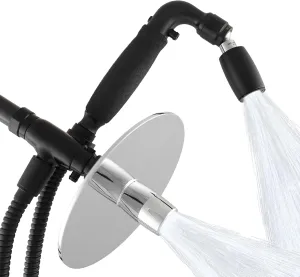 High Sierra Showerheads® - Solid Metal 4-Way Shower Head and Handheld Combo Kit. Reflection Shower Head & Handheld Shower Head w/Slip-Free Grip & Protective Nylon Insert - Matte Black