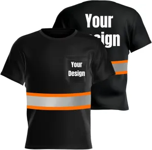 High Visibility Safety Shirts Add Your Design Work Shirts with 4 Inches Plus Reflective Strips
