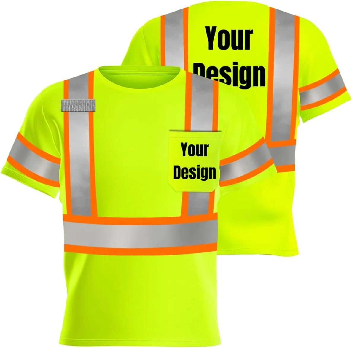 High Visibility Safety Shirts Add Your Design Work Shirts with 4 Inches Plus Reflective Strips
