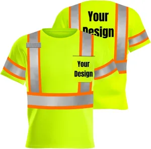 High Visibility Safety Shirts Add Your Design Work Shirts with 4 Inches Plus Reflective Strips