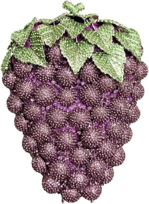 Hollow Carved Grape Rhinestone Evening Clutch Women Luxury Crystal Handbags Purses for Party and Wedding