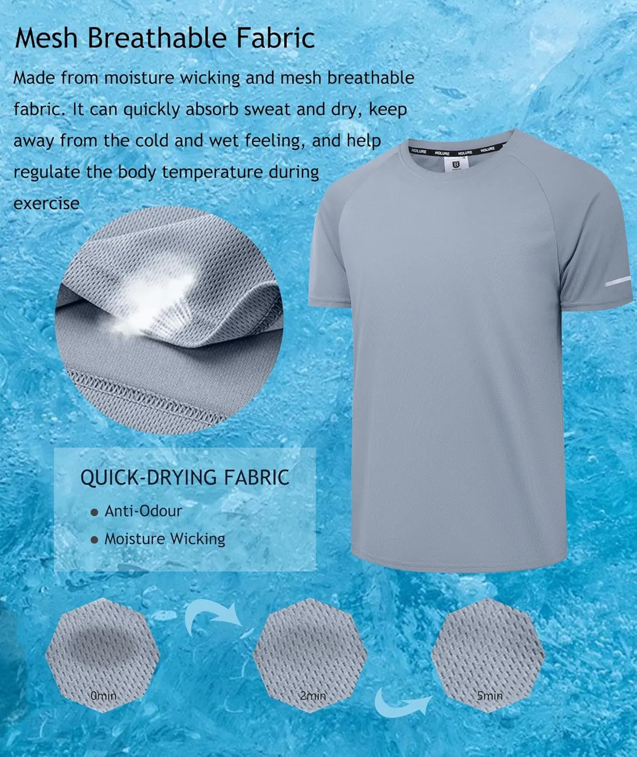 Holure Men's Mesh Quick-Dry Short Sleeve Workout T-Shirt