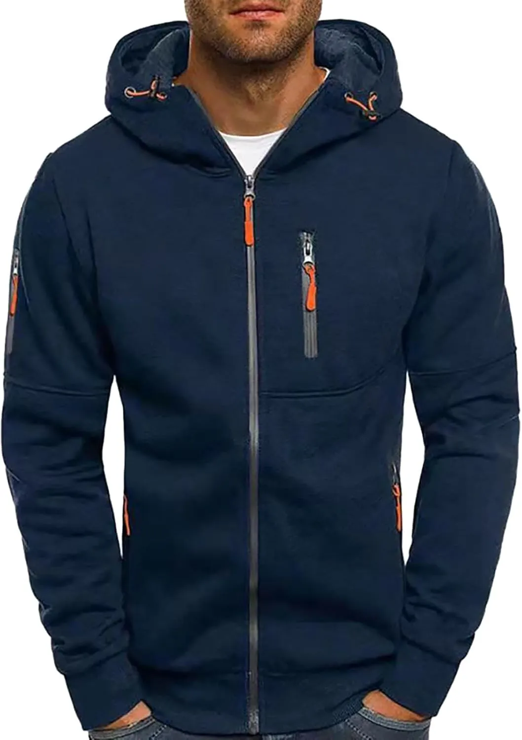 Hoodies For Men Zip Up Lined Fleece Shirt Sweat Men Hoodie Big and Tall Sweatshirt Casual Fashion Jackets Zip Up