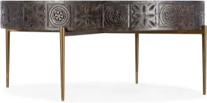 Hooker Furniture Commerce & Market Carved Round Cocktail Table in Brown Wood