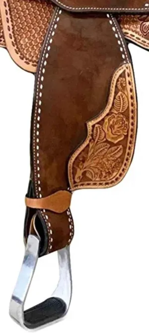 Horse Saddles Barrel Racing Western Wooden Tree Handmade Premium Leather Comfort Horses Trail Equestrian Tooled Carved Horse Saddle Riding Size: 10-18 inches Seat, KA03