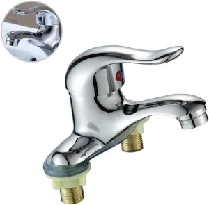 Hot Cold Water Faucet Double Hole Bathroom Sink Tap Easy Installation Single Handle Streamlined Design for Kitchen Toilet Use Durable and Reliable Water Tap