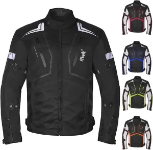 HWK Scorpion Motorcycle Jacket for Men & Women, Motorcycle Gear with Body Armor Foam Padding and Breathable Cordura Fabric, Reflective Motor Bike Jacket for Improved Night Visibility - Black, Large