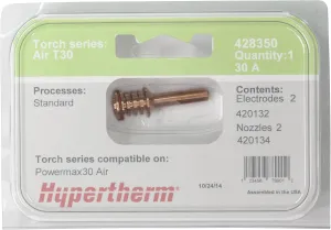 Hypertherm 428350 Combination Kit with (2) 420132 Electrodes and (2) Nozzles for Powermax30 AIR