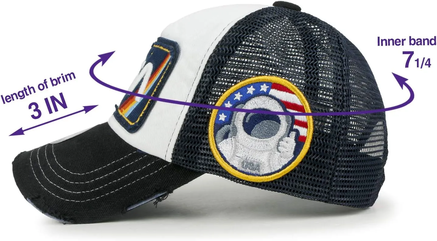 ililily Premium NASA Worm Logo Embroidery Structured Baseball Cap