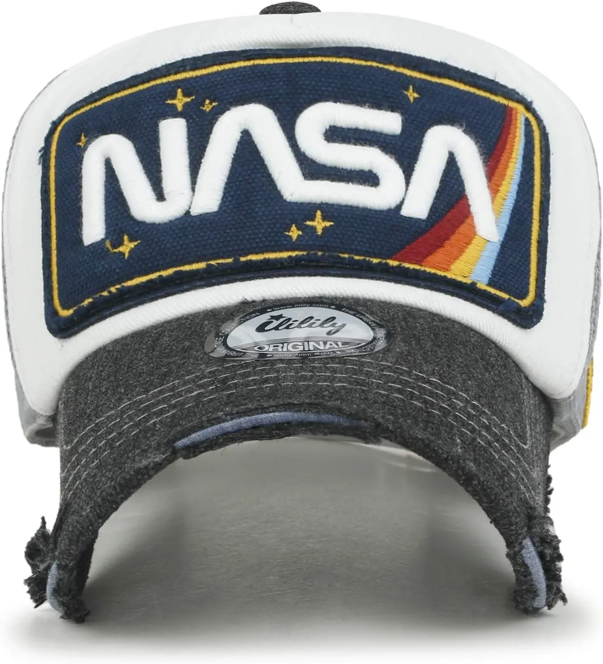 ililily Premium NASA Worm Logo Embroidery Structured Baseball Cap