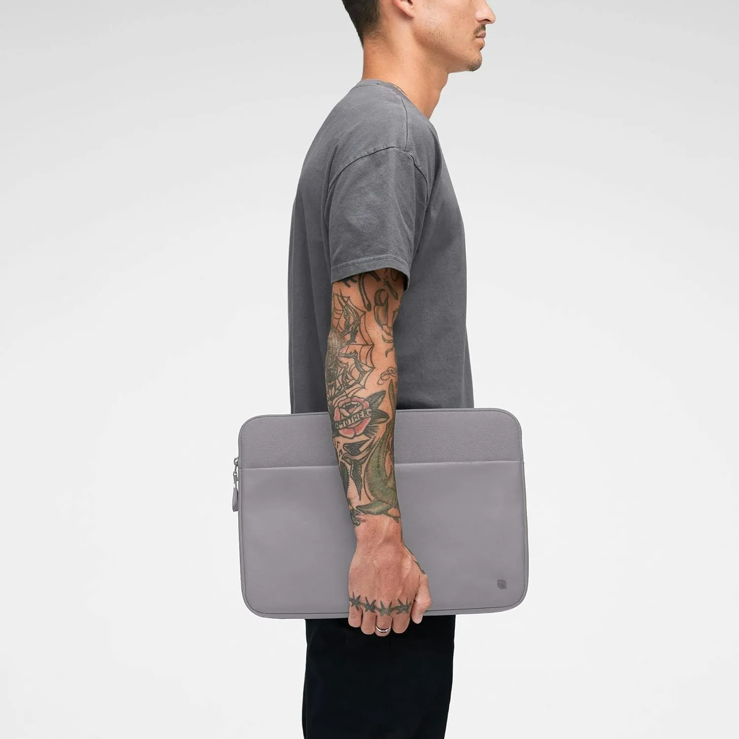 Incase A.R.C. Sleeve with ReSpun 100% Recycled Polyester - 13" & 14" MacBook/Laptop & iPad/Tablet Case - Cushioned Faux Fur Lining, External Zippered Slip Pocket - Grey