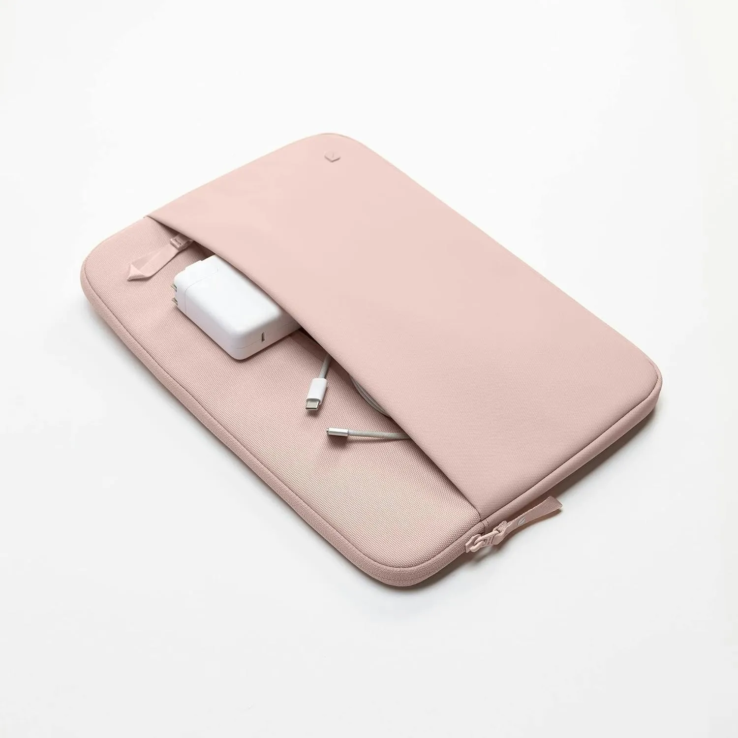 Incase A.R.C. Sleeve with ReSpun 100% Recycled Polyester - 13" & 14" MacBook/Laptop & iPad/Tablet Case - Cushioned Faux Fur Lining, External Zippered Slip Pocket - Peach