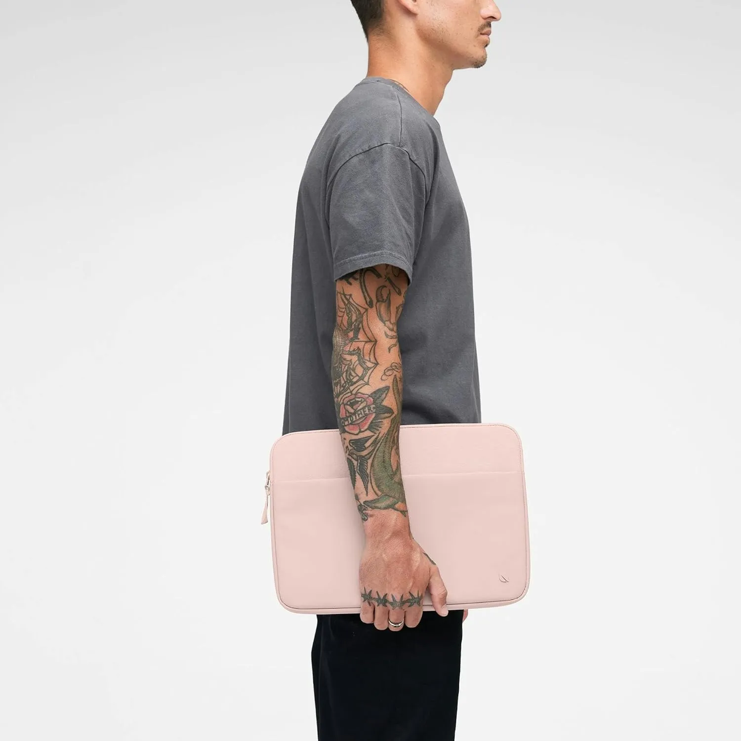 Incase A.R.C. Sleeve with ReSpun 100% Recycled Polyester - 13" & 14" MacBook/Laptop & iPad/Tablet Case - Cushioned Faux Fur Lining, External Zippered Slip Pocket - Peach