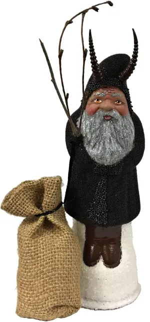 Ino Schaller Krampus with Bag of Coal German Paper Mache Candy Container